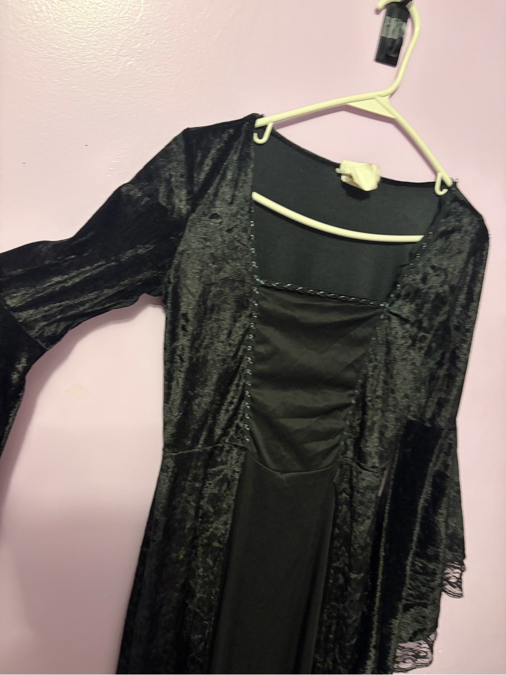 Black Velvet Long-Sleeve Medieval-Inspired Dress